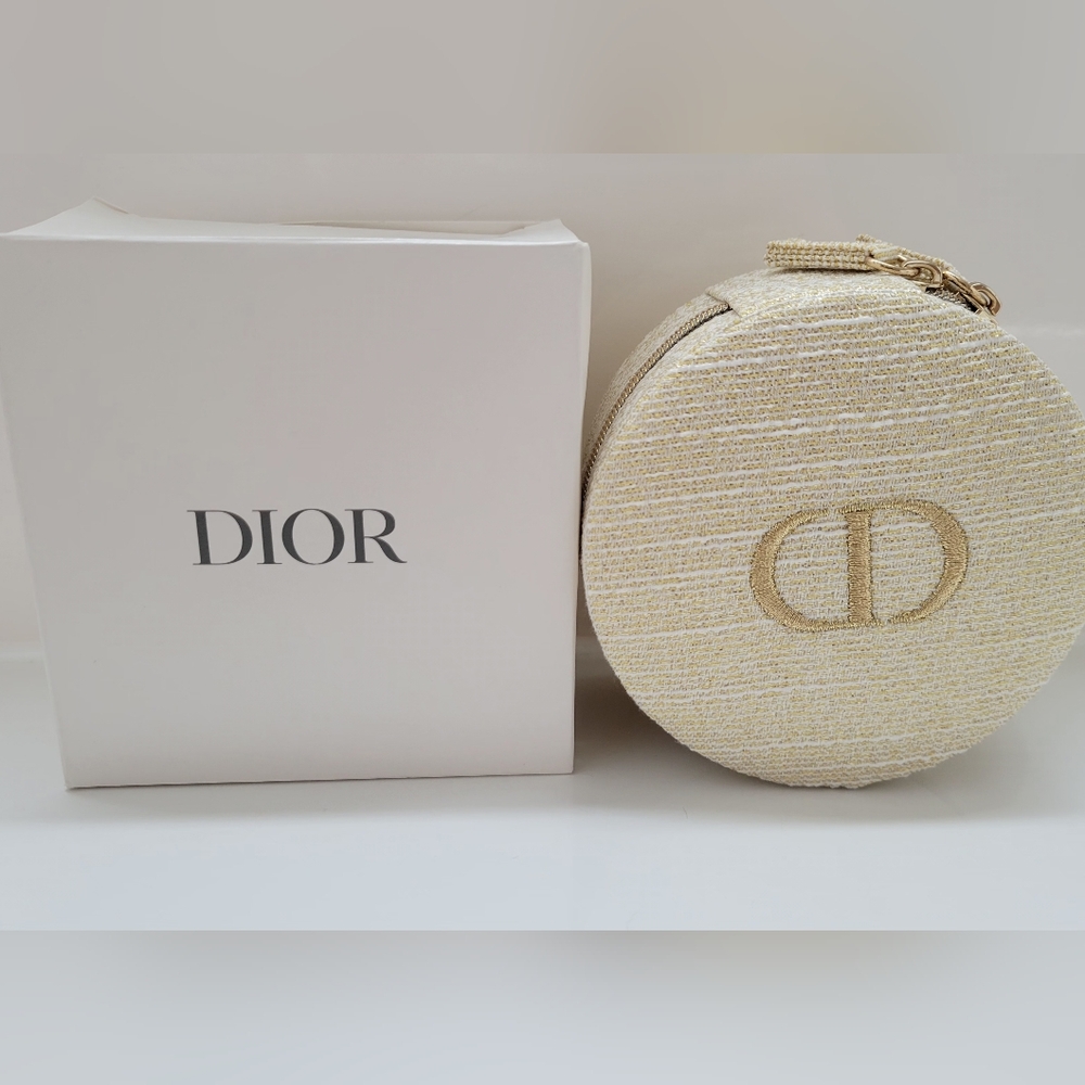 Dior Beige Gold Round Cosmetic Case